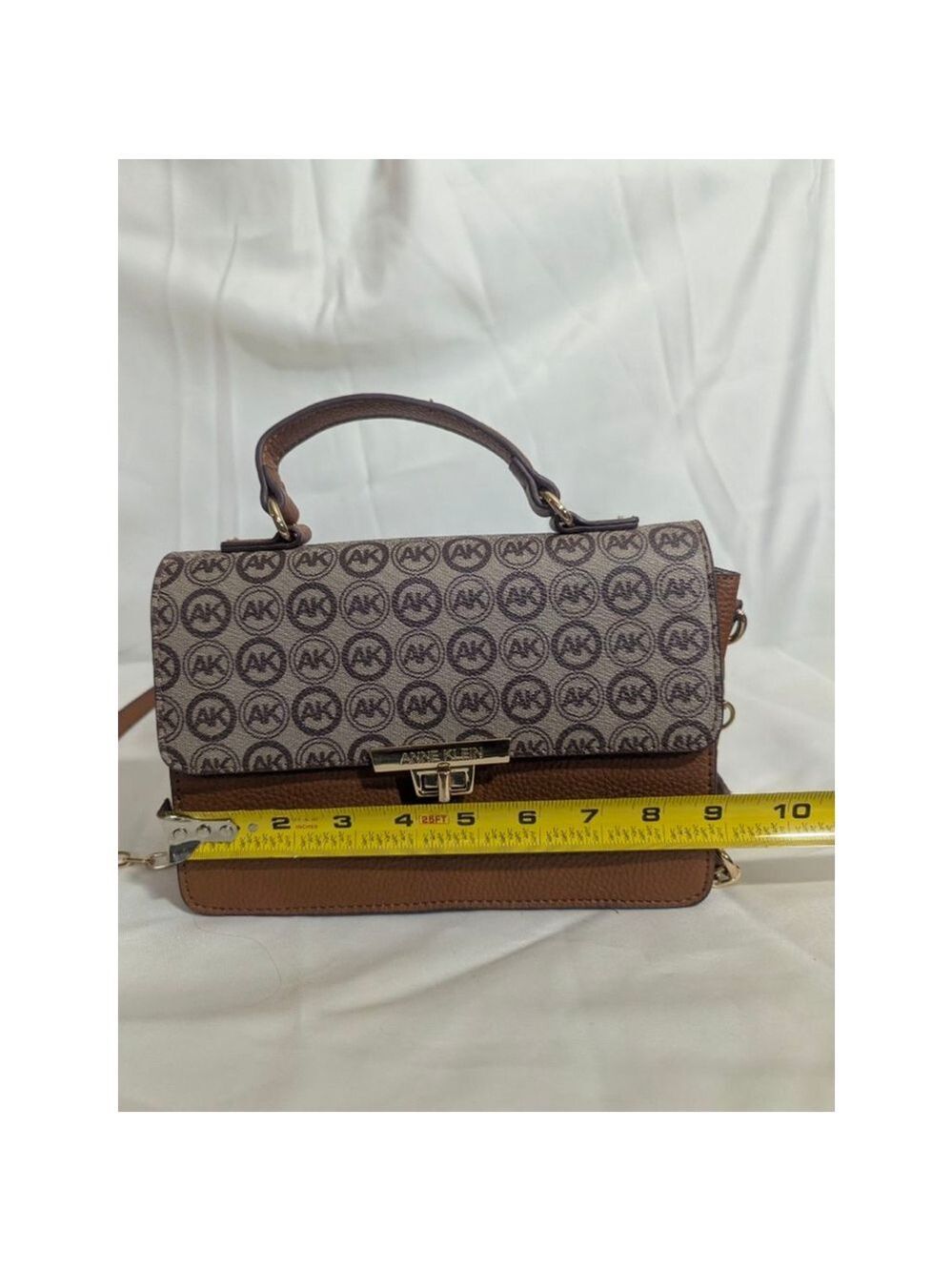 Anne Klein Logo Crossbody Convertible Shoulder Bag Brown Tan - Picture 12 of 13